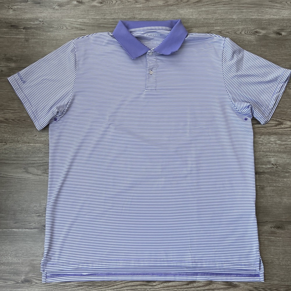 Bonobos Performance Golf Polo Shirt Mens L Purple Stripe Standard Fit